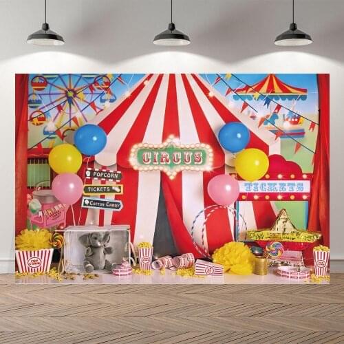 Circus Theme Birthday Party Photography Backdrop Amusement Park Children Portrait Newborn Baby Shower Background Photocall Decor