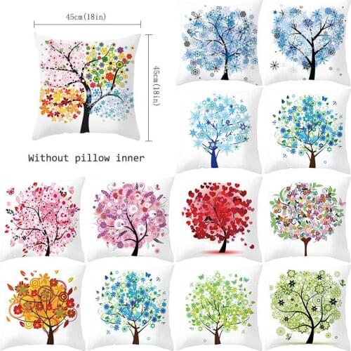 Colorful Tree Printing Decorative Pillowcase Colorful Tree Pillow Case Polyester Tree Pattern Pillow Cover kussensloop ZT287