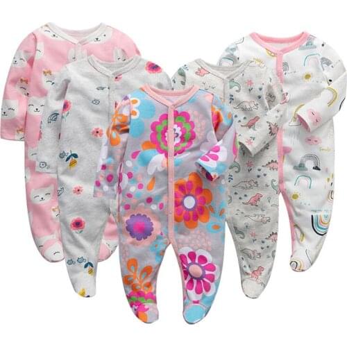 3pcs/set Baby Girls Rompers Footies Infant Girls Sleepsuits Newborn Clothes Long Sleeve One Pieces Baby Boy Cotton Romper 0-12m