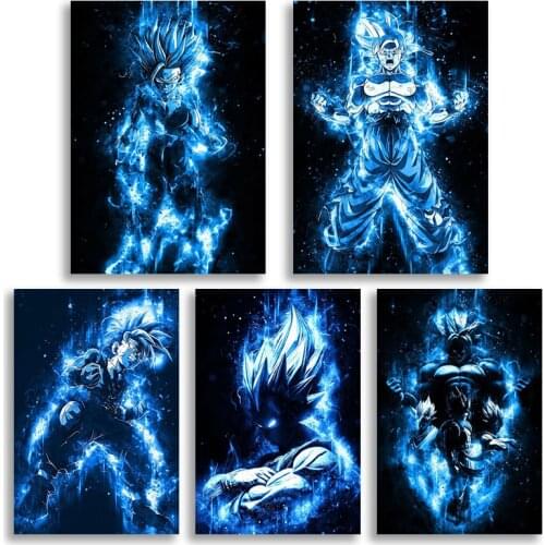 Dragon Ball Poster Japanese Anime Watercolor Canvas Painting Modern Wall Art Prints for Family Children Room Decoration Painting