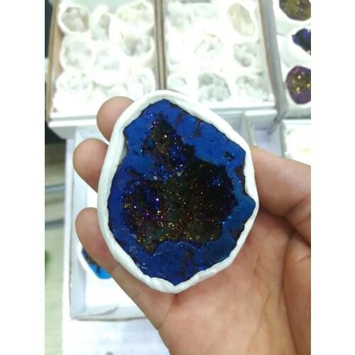 Drop shipping titanium aura crystal gemstone cluster reiki healing rainbow aura gemstone crystal cluster meditation (1PC)