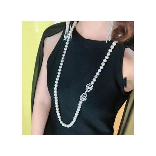 Elegant single strands 9-10 mm south sea white round pearl necklace 35inch