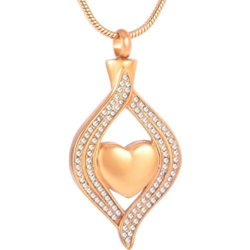 JJ8111 Crystal Eye Hold Heart Keepsake Urn Pendant Stainless Steel Cremation Jewlelry Ashes Holder Memorial Necklace for Women