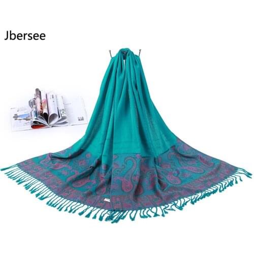 Jbersee Cashmere Scarf Vintage Tassel Winter Women Scarf Long Size Shawls and Wraps Ladies Soft Warm Poncho Women Scarves WN008