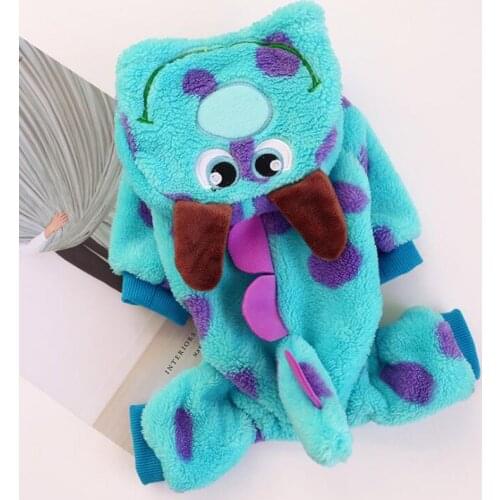 Dog Hoodie Jumpsuit Coral Fleece Puppy Pajamas for Teddy Bichon Dinosaur Cosplay Costume Autumn Winter Warm Homewear Pet Clothes