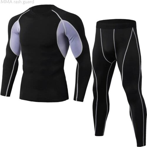 4XL Mens Winter Clothing Thermal Underwear Shirt + Pants 2-piece Brand Sportswear Men Tracksuit Compression Tights Jogging Suit