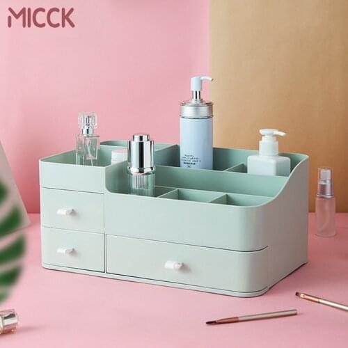 MICCK Bathroom Makeup Storage Box Large Capacity Drawer Make Up Organizer Women Skin Care Dressing Table Lipstick Beauty Case