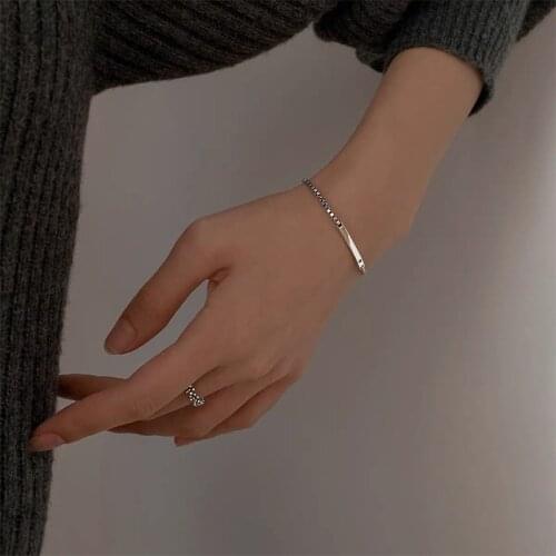 Korean Fashion Minimalist Chain Bracelet Vintage Exquisite Real Gold Plated Cuff Bracelet 2021 New Trendy Party Jewelry