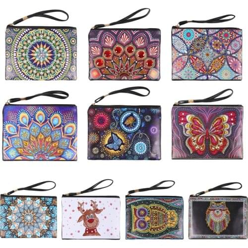 DIY Diamond Painting Handbag Special Shaped Cosmetic Storage Bag Wristlet Bags Diamond Painting Women Wallet Purse Craft Gift