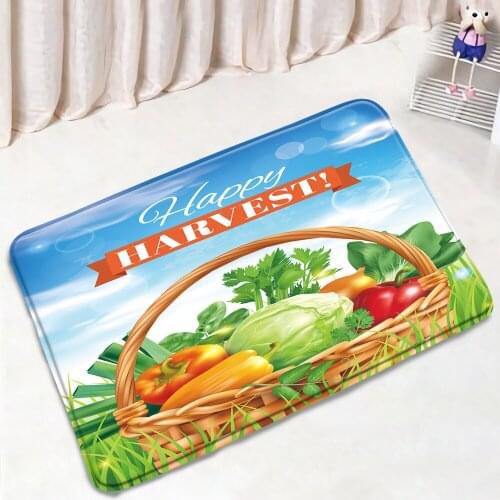 Vegetable Fruit Bathroom Mat Pumpkin Tropical Pineapple Anti-Slip Suede Home Decor Bath Kitchen Bedroom Doorway Aisle Carpet Rug