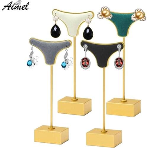 Creative Metal Earrings Jewelry Hanging Rack With Microfiber Holder Stud Display Storage Stand Counter Jewelry Display Prop Deco