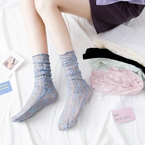 Summer Transparent Nylon Socks Women Ladies Girls Sexy Mesh Silk Socks for Female Thin Lace Mesh Sock