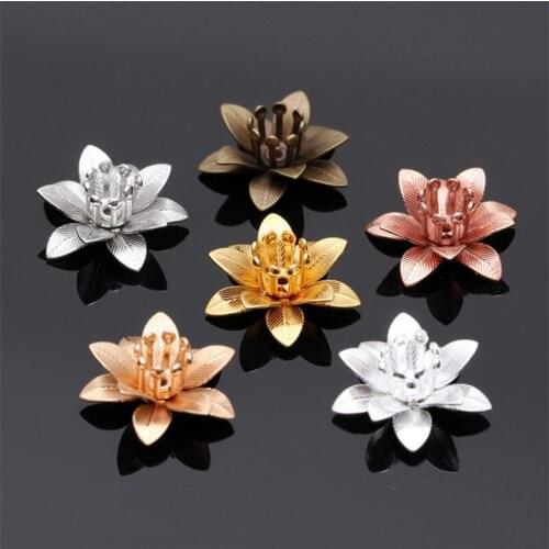 10pcs/lot 6x15mm Copper Flower Spacer Bead Caps connector For Jewelry Making Filigree Loose Bead End Caps DIY accessoires
