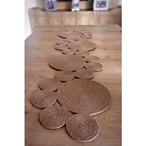 Merida Straw Rope Table Cloth/Runner 100x25cm,ack Burlap Table Runner - Natural Burlap Fabric Runner, Soft Ribbon Edging cloth patterns tablecloths- kitchen and living room decoration handmade