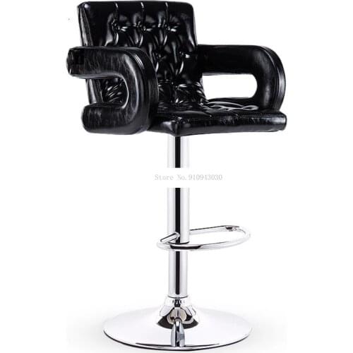 Fashion Modern Bar Counter Chair PU Leather Soft Sponge Seat High Footstool Lifting Swivel Barchair With Backrest and Armrest