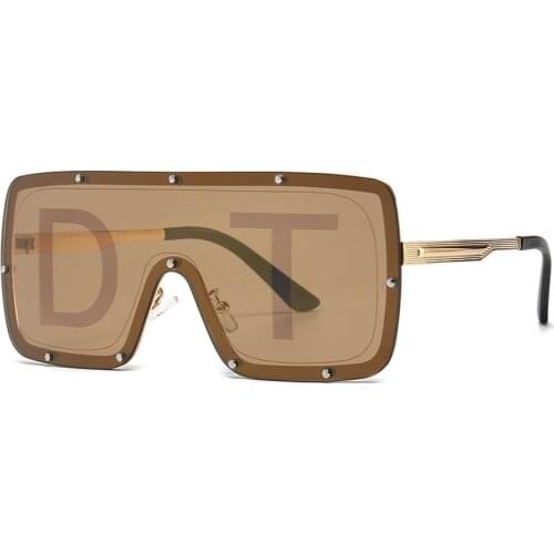 Fashion Luxury Brand Designer Oversized Square Sunglasses Men Women Vintage Travel Rimless Driving Rivet Sun Glasses Shades