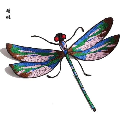 6pcs/lot Large Dragonfly Embroidery Patches fashion shirt dress Clothing Decoration Sewing Diy Iron Heat Transfer Applique