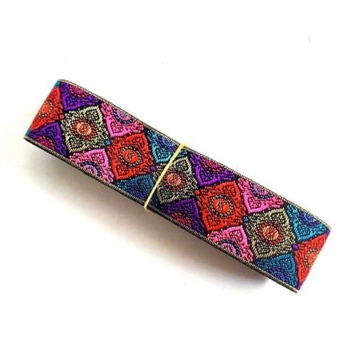 NEW 8yard/lot 3.3CM Few vintage colorful rhombuses Woven Jacquard Ribbon Pattern For Curtain Belt And Clothing Accessory