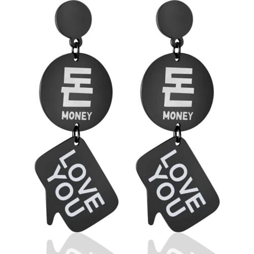 Wholesale Korean Hang Love You Earrings Stainless Steel Earrings Jewelry for Women Party Gifts