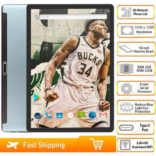 New Android 9.0 Tablet 10 inch Tablet pc 3G/4G Phone Call Octa Core 3GB 32/64 GB ROM Bluetooth Wi-Fi 2.5D Steel Screen Tablets