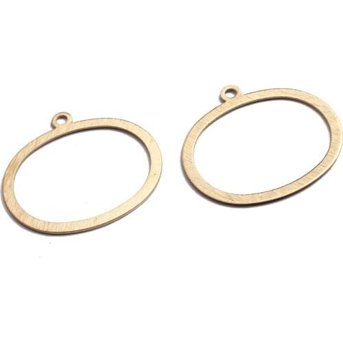 10pcs Raw Brass Textured Oval Charm Pendant Circle Charms For DIY Earrings Necklace Jewelry Findings Making Supplies