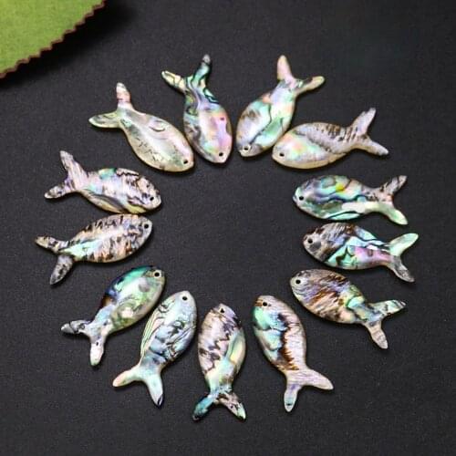 10pcs Natural Shell Fish Shape Charms Rainbow Abalone Pendant DIY Exquisite Necklace Earrings Making Woman Jewelry Accessories
