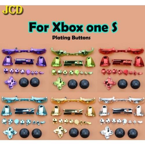 JCD Full Plating Buttons Set Kits For Xbox One S Slim Controller Thumbstick Bumper Trigger Analog Stick D-pad ABXY Buttons