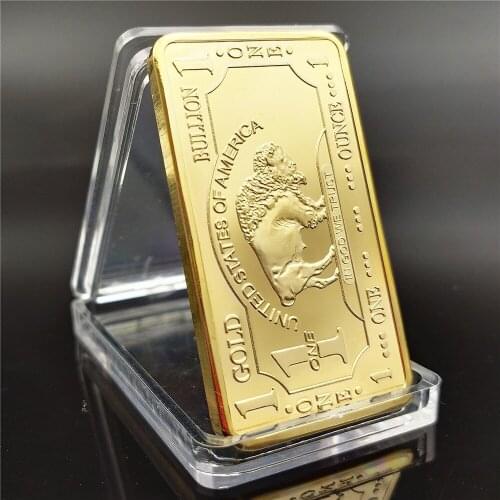 Gold Plated Bullion Beauty Bar United States Of America 1 Troy Ounce Replica Gold Clad Buffalo Bar