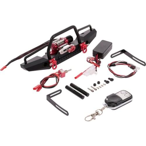 RC Toys Metal Bumper with Winch 2 LED Light Remote Controller Receiver for Traxxas RC Car TRX-4 Axial SCX10 RC Crawler Cars