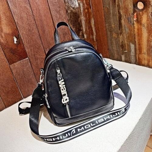Branded Split Leather Black Womens Backpack Simple Large Capacity Female Mochila School Bagpack New Luxury Travel Sac A Dos