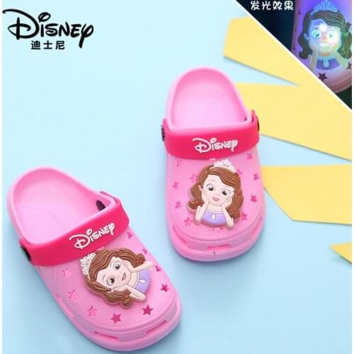 Disney Child Summer Cute Sofia Sandals Quick-Dry Beach Clogs Slippers Light-weight Non-slip Wear-resistant Boy Girl Slip-on Shoe