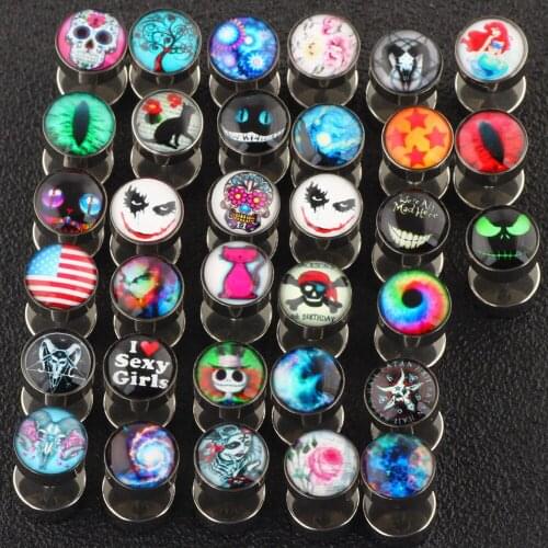 JUNLOPWY 8mm Stainless Steel 16G Black Fake Ear Plug Stud Stretcher Tunnel Earring For Women Men Body Piercing Jewelry