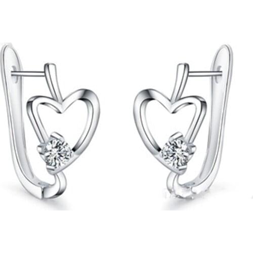 925 sterling silver exquisite fashion crystal love earrings heart-shaped symmetrical ear jewelry wedding party gift jewelry