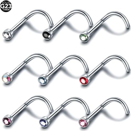 Titanium Nose Studs Septum Piercing 2mm Crystal Rhinestone Bent Rod Nose Studs Hooks Nose Ring Piercing Body Jewelry Wholesale