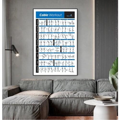 Training Chart Art Wall Poster Print Home Decor Bodybuilding Gym Sport Fitness Dumbbell Poster Kettlebell Workout Exercise