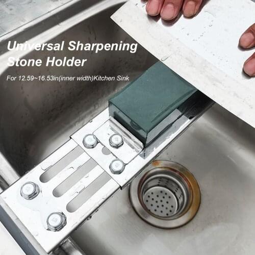 Sharpening Stone Holder Retractable Non-slip Whetstone Sink Bridge Fits 12.2in to 15.74in Kitchen Sink Adjustable Over Sink Rack