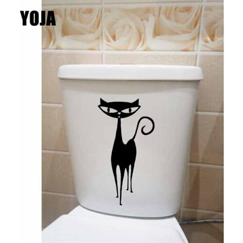 YOJA 12.9X24.1CM Walking Black Cat Toilet Seat Decal Bedroom Home Wall Sticker Art T5-0149