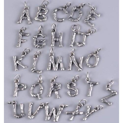 Womens Fashion English letter Pendants for Necklace Vintage Unisex Jewelry for Men And Women Jewelry Slide Pendants 100% Silver