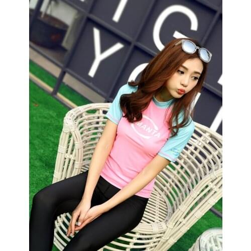 2016 Summer Short Sleeve Rash Guard Women Swimwear Rashguard Diving Surfing Shirt Ladies Swimming Suits