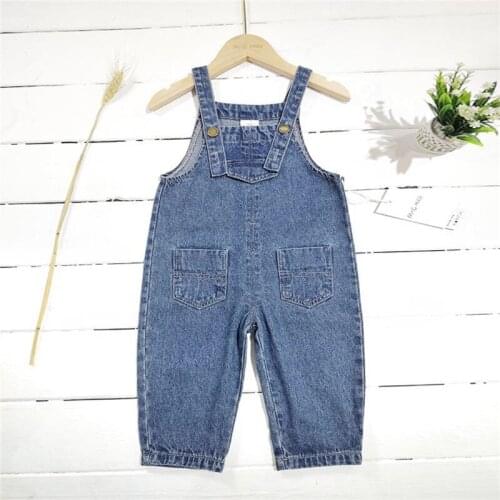 2 3 4 5 6 Years Baby Girl Overalls Korean Fashion Jumpsuit For Boys High-quality Denim Pants Toddler Kids Child Pants Jeans New