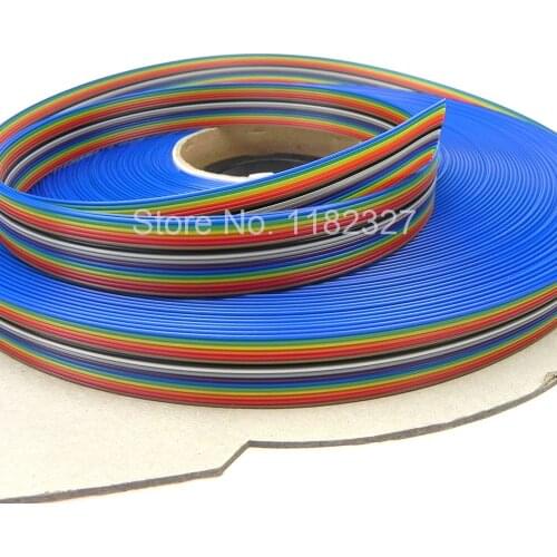 10 meters/lot) Flat Color Ribbon Rainbow Cable 16Pin ribbon cable 1.27MM pitch