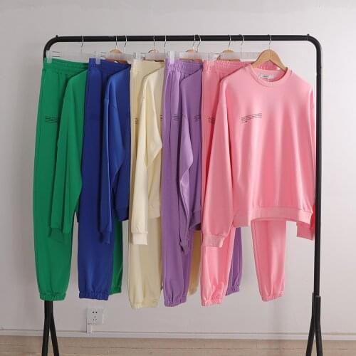 100% Cotton Crewneck Sweatshirt Track Pants Tracksuit Women Couples Matching Loose Sweatsuits Joggers Sweatpants Two Piece Set