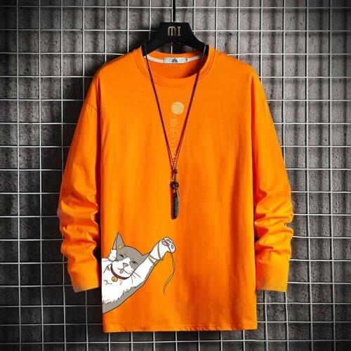 2021 Autumn Spring Fashion Oversize Classic Print White Black Tshirt Mens Long Sleeve Casual O Neck T-Shirt For Man TOP TEES