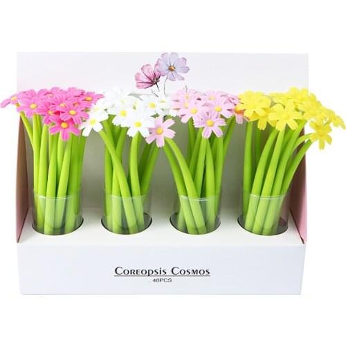 24Pc Novelty Cute Kawaii Pens Little Daisy Funny Stationery Ballpoint Rollerball School Fun Wedding Stuff Thing Kawai Stationary