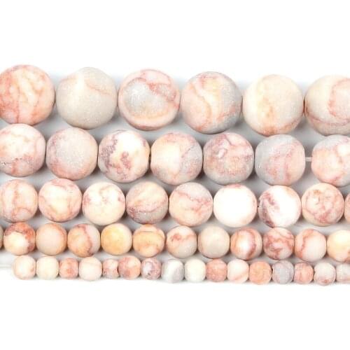4-12mm Natural Stone Beads Loose Round frosted Red Network Stone Beads For Jewelry Making DIY Charm Bracelet Necklace Handmade