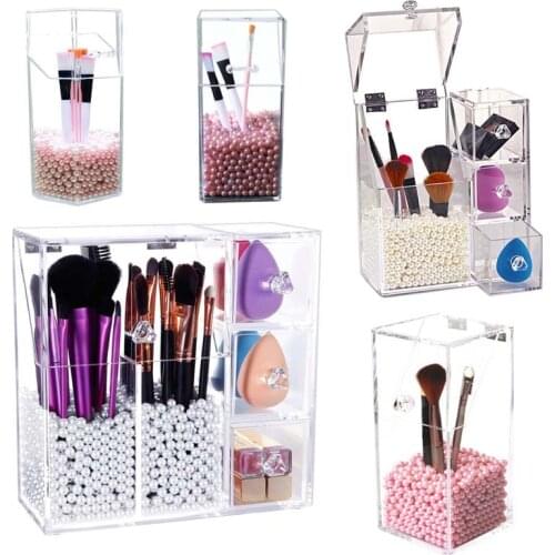 5 styles PS Acrylic Makeup Organizer Cream Storage Box Clarity Cosmetic Makeup Brush Holder Vanity Cabinet Display