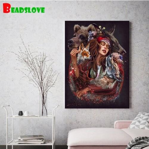 DIY diamond embroidery Indian women and animals full square round diamond painting cross stitch kit mosaic stickers B51