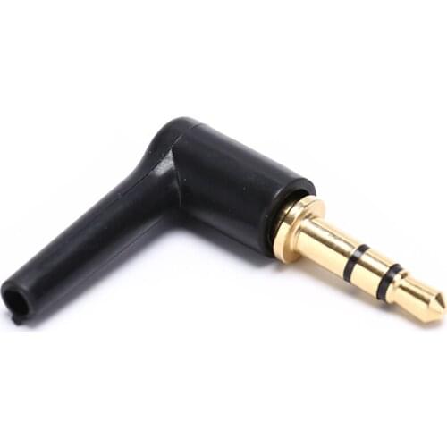 Audio Plugs Adaptor Connector Plated Black Stereo Headset Jack Gold 2pcs/lot 3/4 Pole 3.5mm 90 Degrees