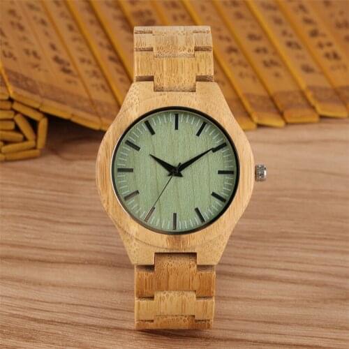Fashion Green Dial Wooden Mens Watch Simple Display Quartz Wrist Clock Man Wood Watch Band Unique Natural Wristwatches reloj