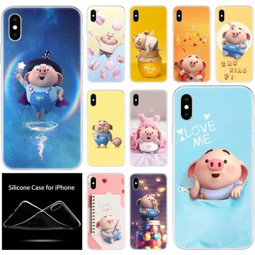 Luxury Soft Silicone Phone Case Cartoon cute pig Happy Birthday for Apple iPhone 11 Pro XS Max X XR 6 6S 7 8 Plus 5 5S SE Cover